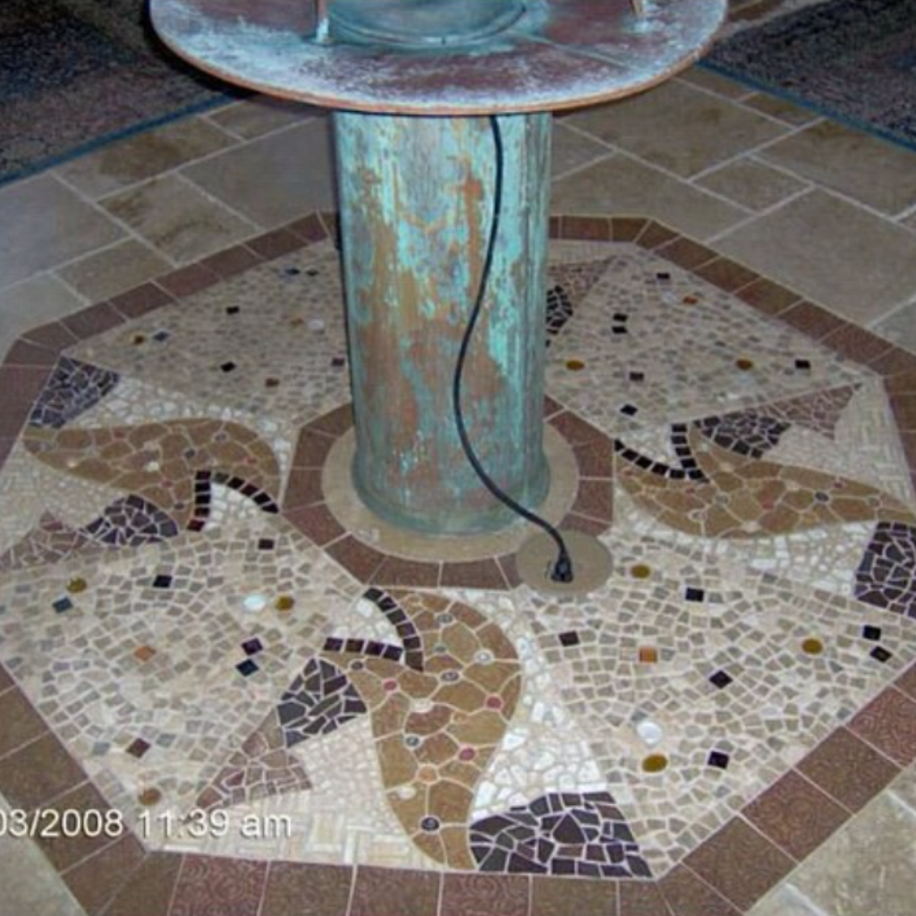 mosaic tile installation fountain project